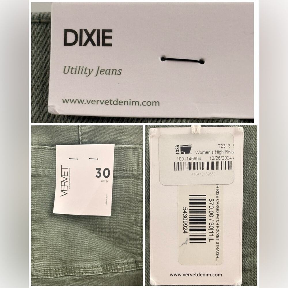 NWT Vervet Dixie High Rise Straight Leg Cargo Jeans Stretch Indie Clean Girl 30 - Picture 9 of 9